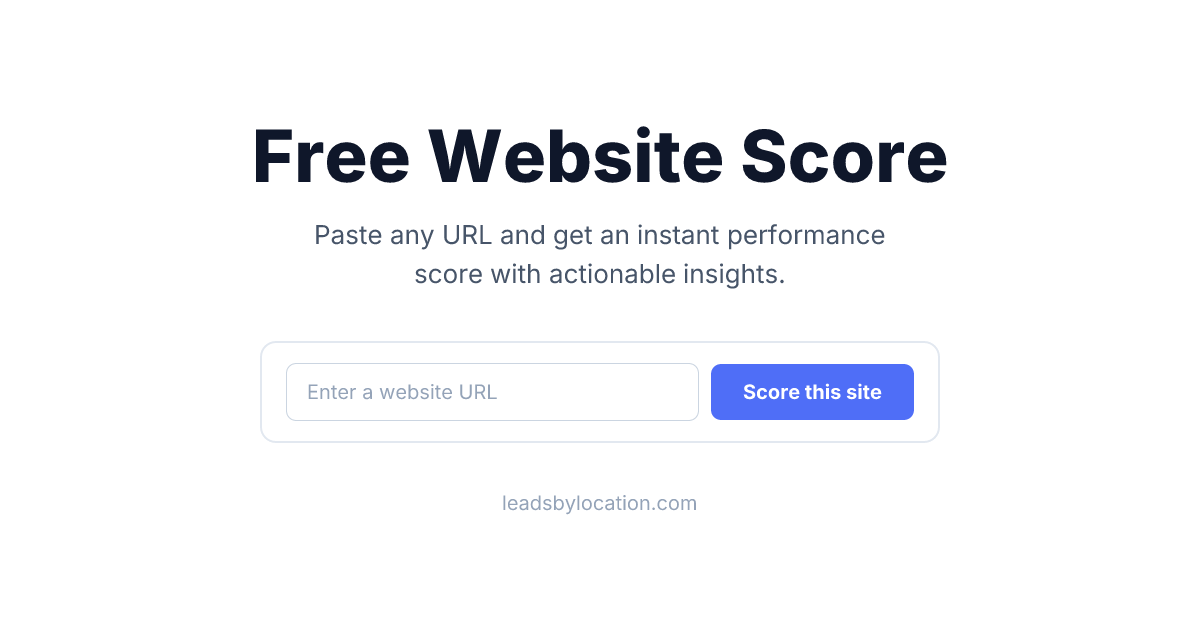 Free Website Score Tool — Check Any Business Website | LeadsByLocation